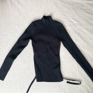 Aritzia Elegant Black Ribbed Turtleneck Top